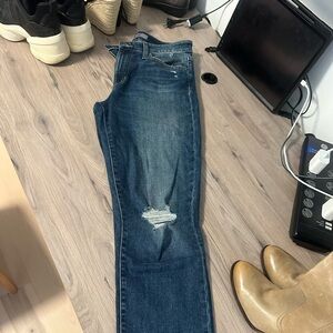 PAIGE Women's Straight Leg Distressed Denim Jeans